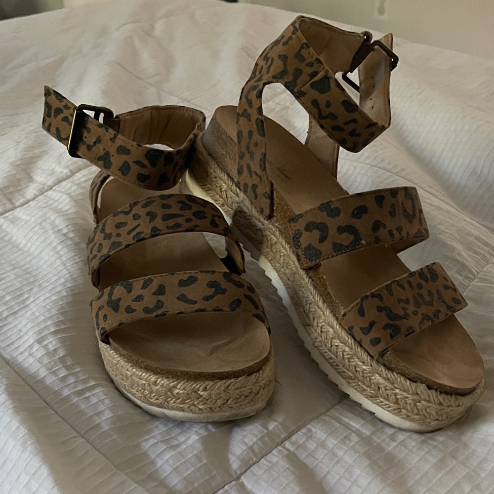 Leopard Print Espadrille Sandals
